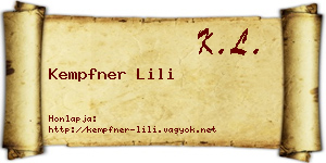 Kempfner Lili névjegykártya